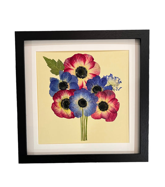 Pressed Flowers framed -Anemone Bouquet